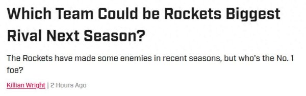 火星策略 谁是火箭队新赛季头号敌人？美媒晒3队名单：勇士队夺魁实至名归